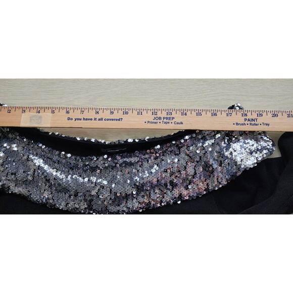 TOP/BLOUSE-INC-INTERNATIONAL CONCEPTS-Black-Silver Sequin Neckline-3/4 Sleeve-XL - Picture 9 of 14
